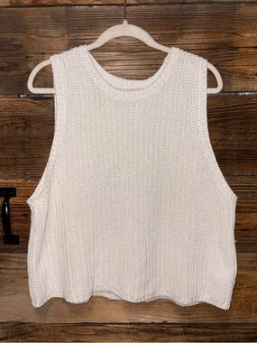 Old Navy Cream Ribbed Knit Tank Top